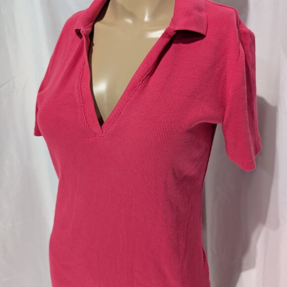 Zara Ribbed Polo Dress Women's L Pink - Picture 6 of 7